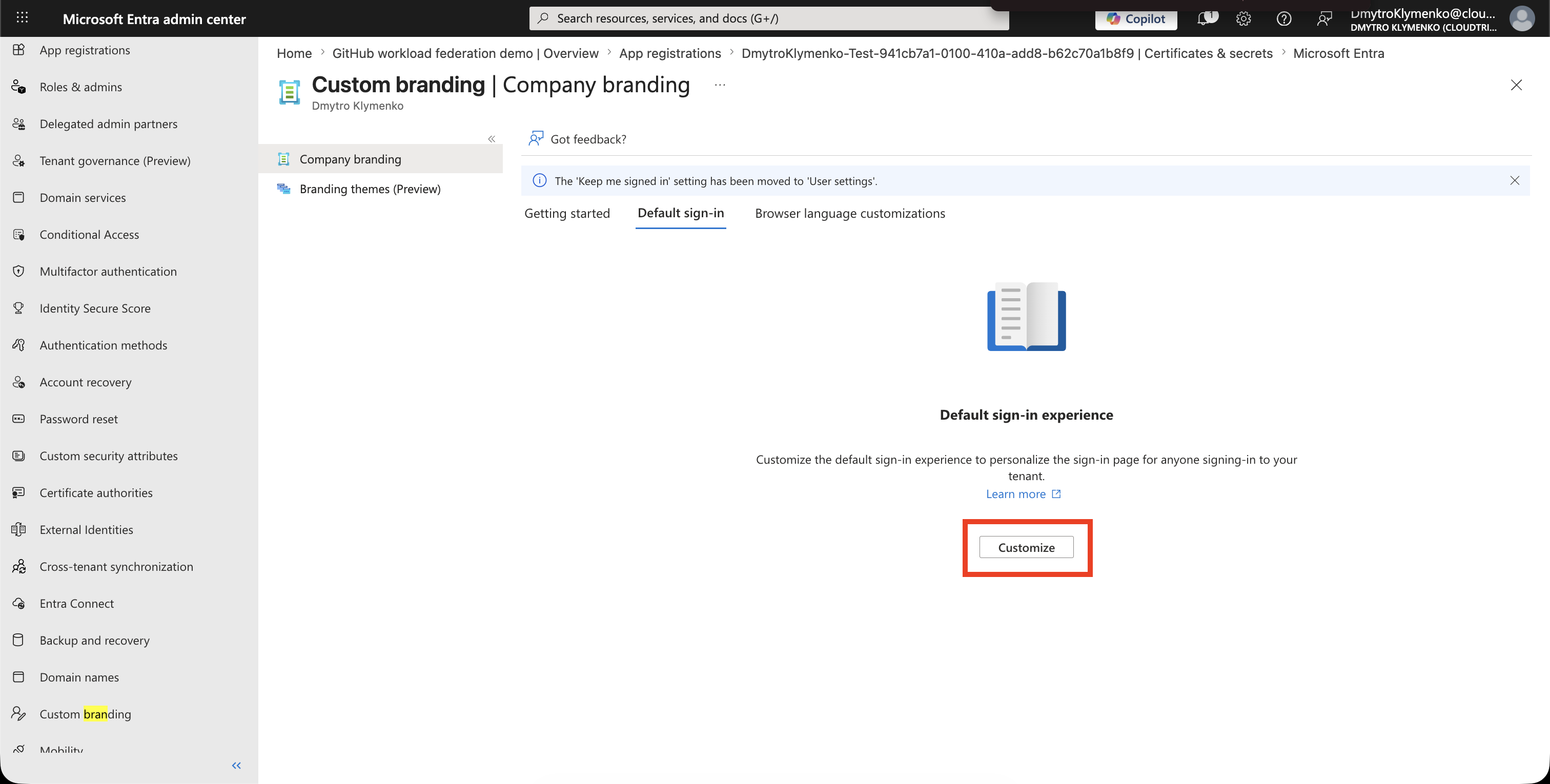 Microsoft Entra Custom Branding für die Standard-Anmeldeoberfläche