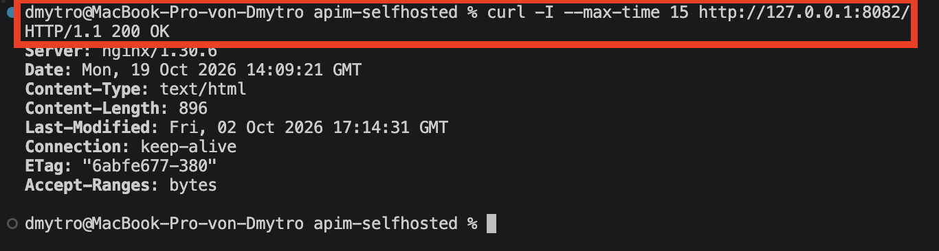 Terminal mit erfolgreichem Pull aus ACR und HTTP 200 vom lokalen Nginx-Container.
