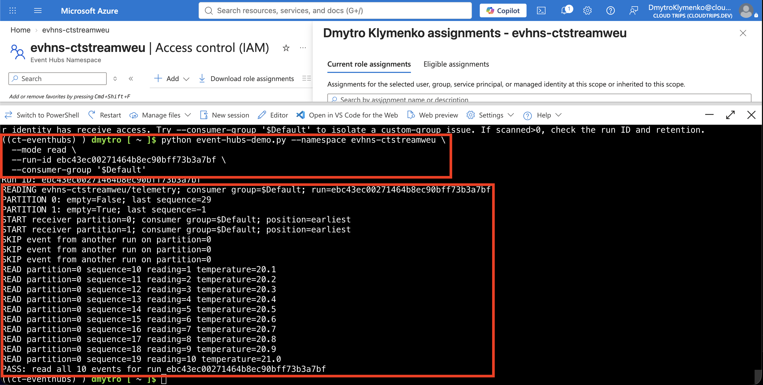 The read-only command and another PASS result for the same Run ID, without a new SENT line.