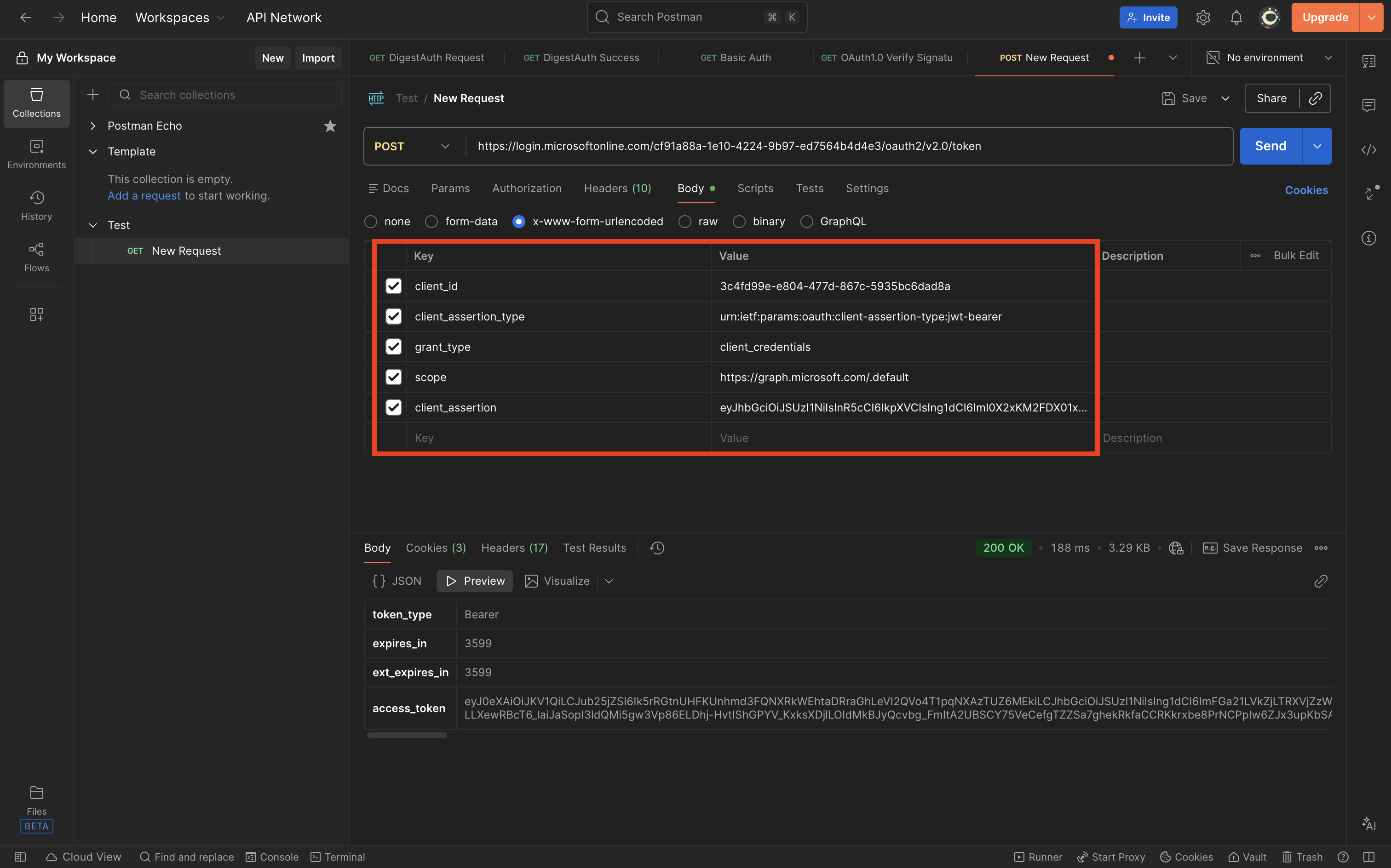 Certificates tab showing uploaded certificate credential with thumbprint and expiration date